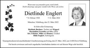 Traueranzeige Dietlinde Englert