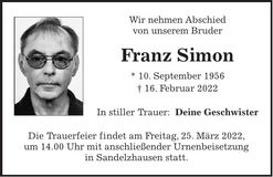 Traueranzeige Franz Simon