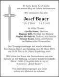 Traueranzeige Josef Bauer