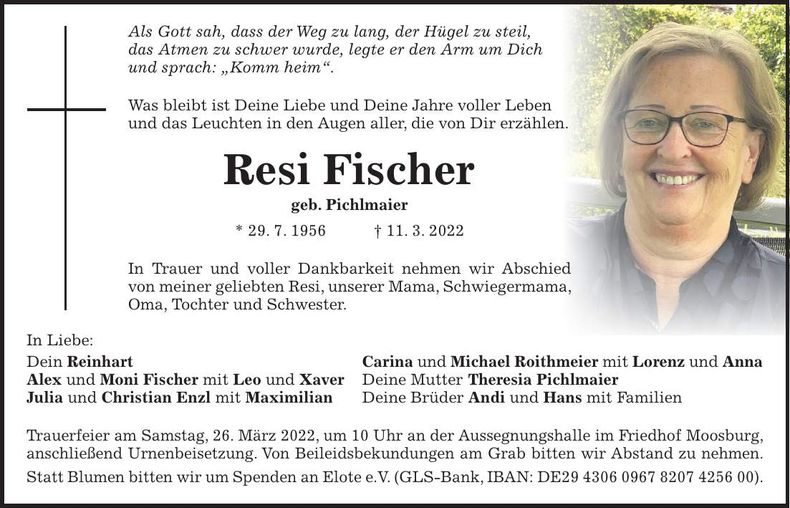 Traueranzeige Resi Fischer