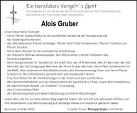 Traueranzeige Alois Gruber