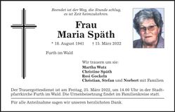 Traueranzeige Maria Späth
