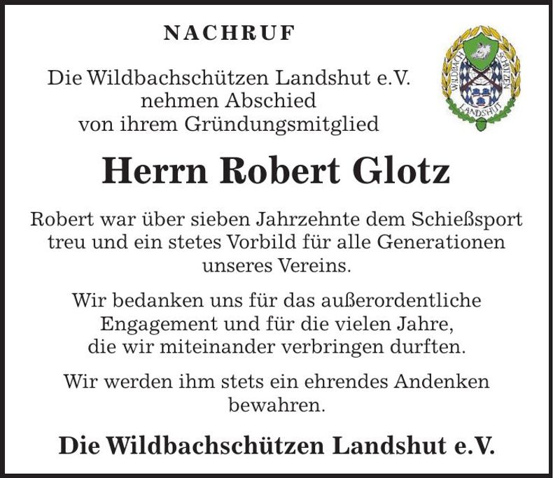 Traueranzeige Robert Glotz