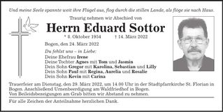 Traueranzeige Eduard Sottor