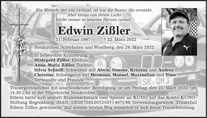 Traueranzeige Edwin Zißler