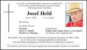 Traueranzeige Josef Held