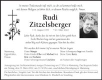Traueranzeige Rudi Zitzelsberger