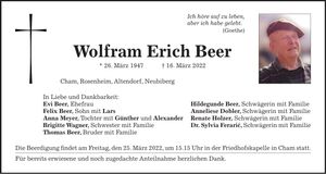 Traueranzeige Wolfgang Beer
