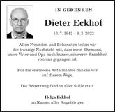 Traueranzeige Dieter Eckhof