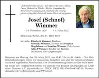 Traueranzeige Josef Wimmer
