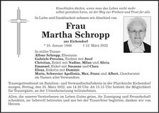 Traueranzeige Martha Schropp