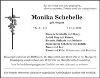 Traueranzeige Monika Schebelle