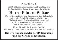 Traueranzeige Eduard Sottor
