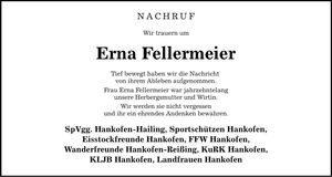 Traueranzeige Erna Fellermeier