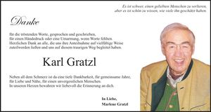 Traueranzeige Karl Gratzl