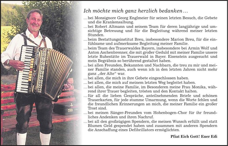 Traueranzeige Edi Schwarz