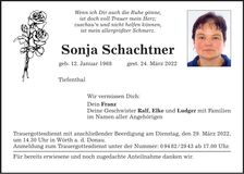 Traueranzeige Sonja Schachtner