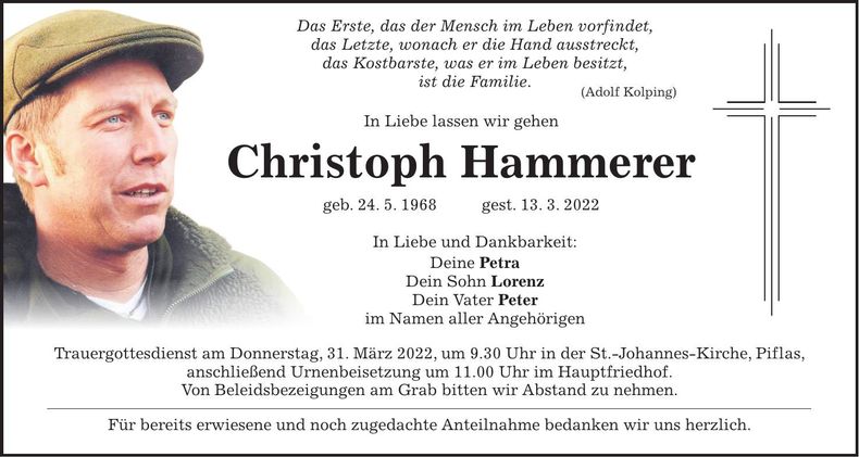 Traueranzeige Christoph Hammerer
