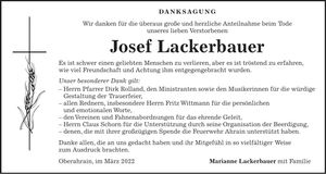 Traueranzeige Josef Lackerbauer