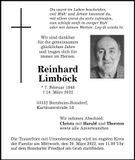 Traueranzeige Reinhard Limböck