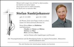 Traueranzeige Stefan Sanktjohanser