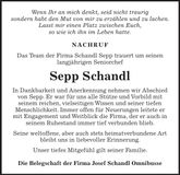 Traueranzeige Sepp Schandl