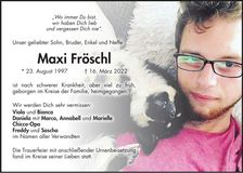 Traueranzeige Maxi Fröschl