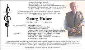 Traueranzeige Georg Huber