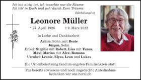 Traueranzeige Leonore Müller