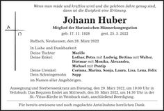 Traueranzeige Johann Huber