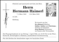 Traueranzeige Hermann Haimerl