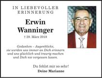 Traueranzeige Erwin Wanninger