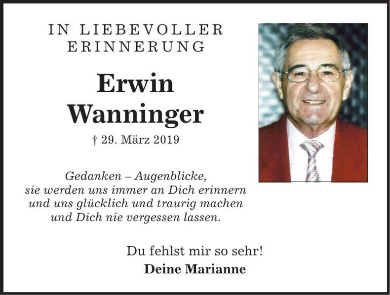 Traueranzeige Erwin Wanninger