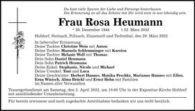 Traueranzeige Rosa Heumann