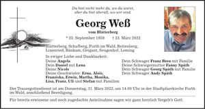 Traueranzeige Georg Weß