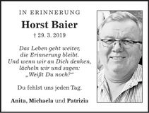 Traueranzeige Horst Baier