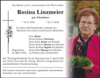 Traueranzeige Rosina Linzmeier