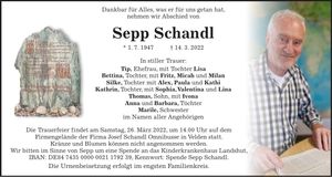 Traueranzeige Sepp Schandl