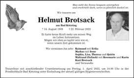 Traueranzeige Helmut Brotsack