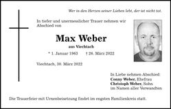 Traueranzeige Max Weber