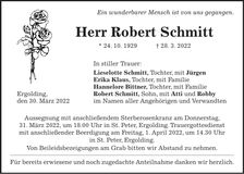 Traueranzeige Robert Schmitt