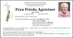 Traueranzeige Frieda Agsteiner