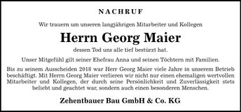 Traueranzeige Georg Huber