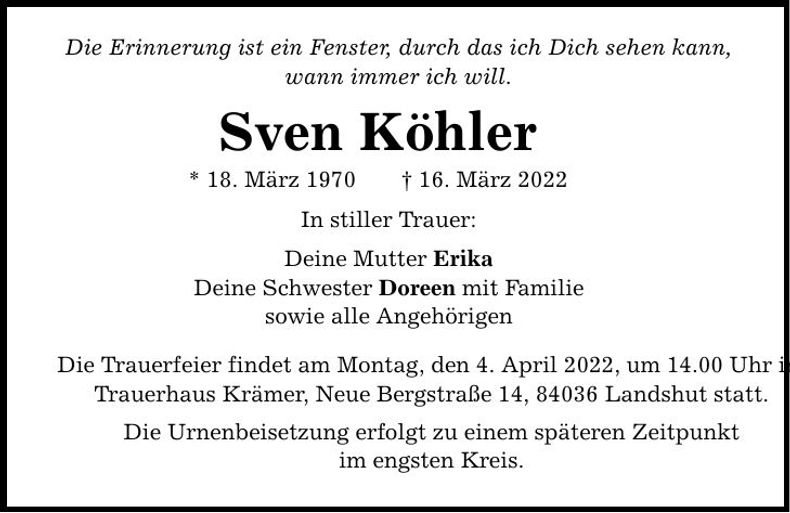 Traueranzeige Sven Köhler