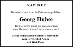 Traueranzeige Georg Huber