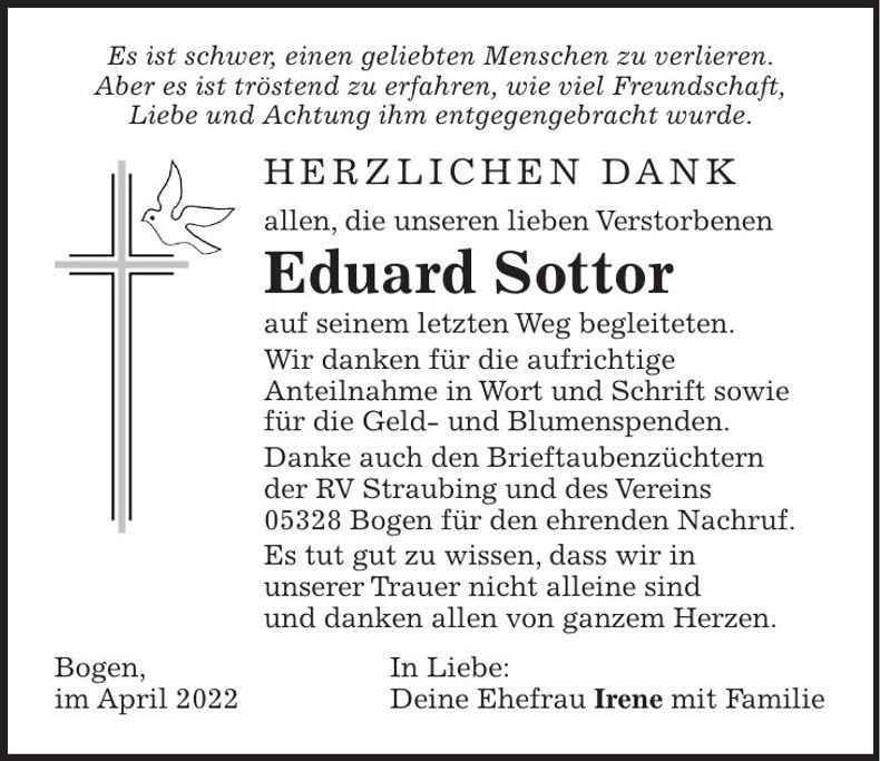 Traueranzeige Eduard Sottor