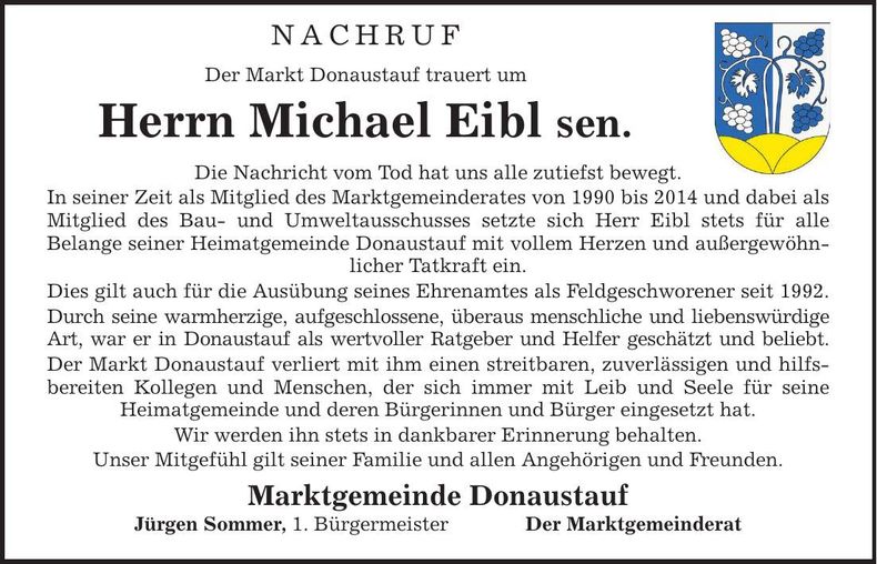 Traueranzeige Michael Eibl