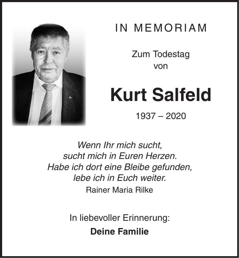 Traueranzeige Kurt Salfeld