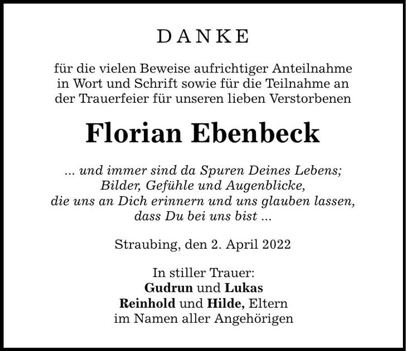Traueranzeige Florian Ebenbeck