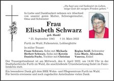 Traueranzeige Elisabeth Schwarz